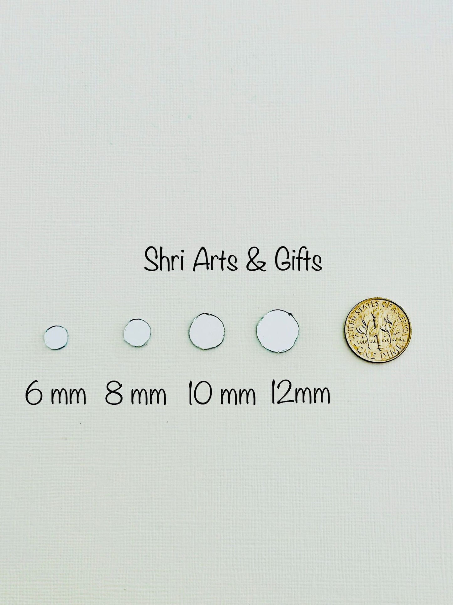 Tiny round craft mirror tiles 6mm, 8mm, 10 mm