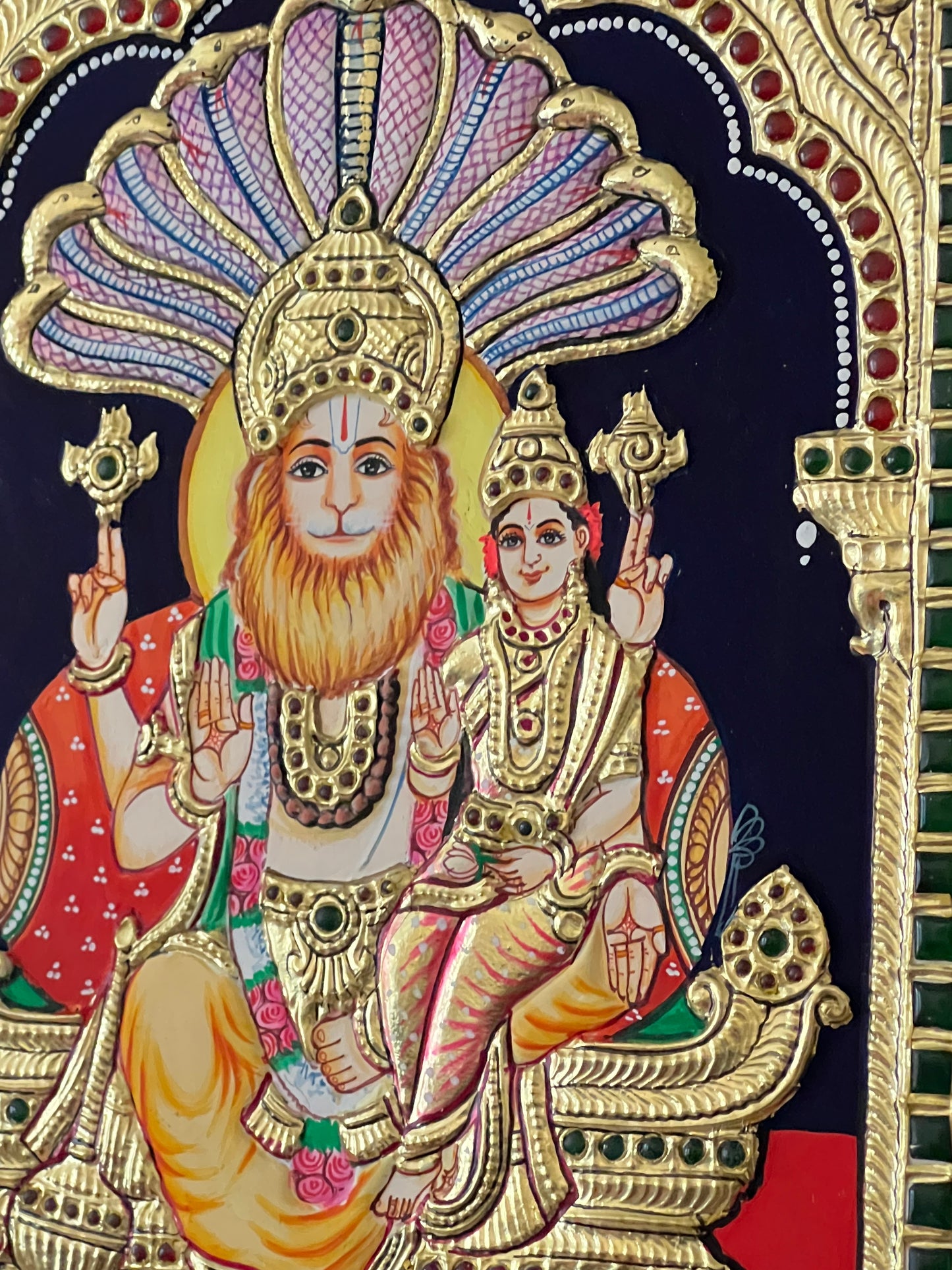 Divine Lord Lakshmi Narasimhar Tanjore painting