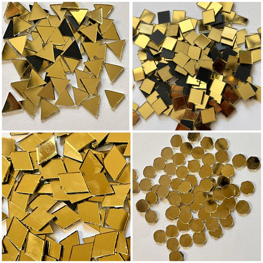 400 pieces Multi shape Gold craft glass mirrors