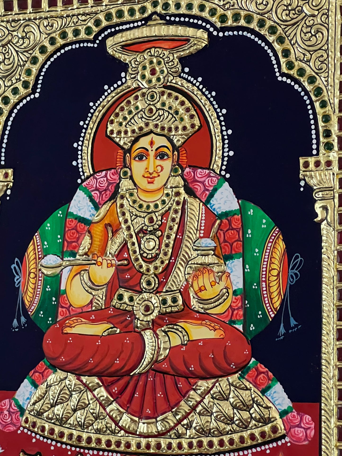 Beautiful Annapoorani Devi gift Tanjore painting