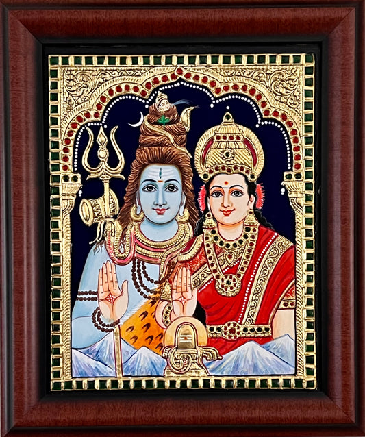 Beautiful Shiva Parvati Devi gift Tanjore painting
