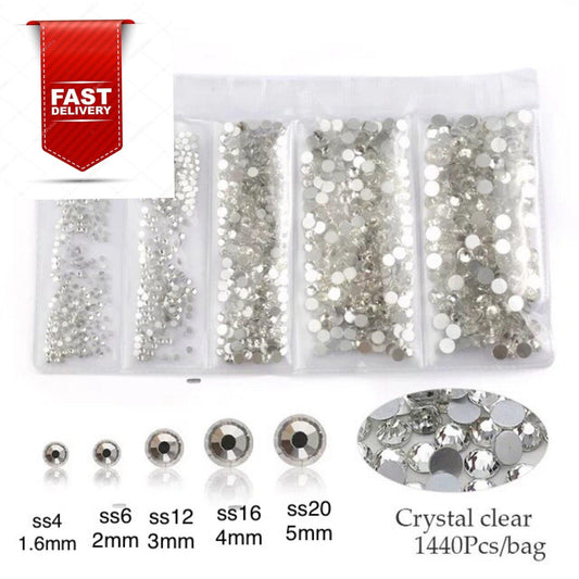 1440 Pieces mixed Size Super Shiny Crystal Clear Rhinestones - Shri Arts & Gifts