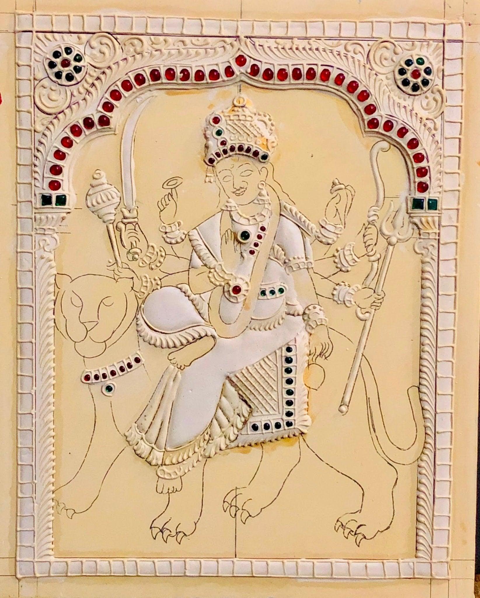 Durga Devi Muck board 8x10” - Shri Arts & Gifts