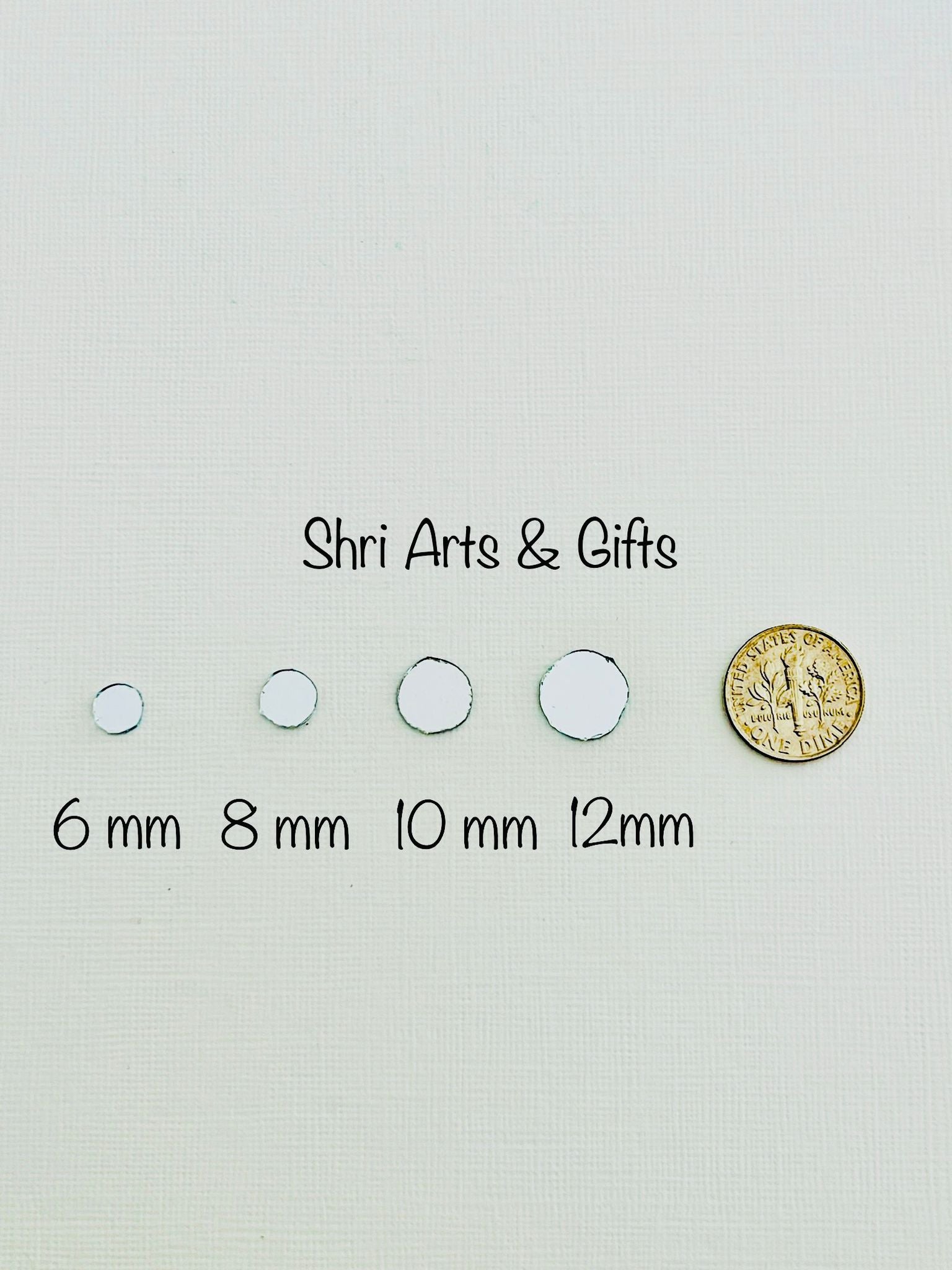 Tiny round craft mirror tiles 6mm, 8mm, 10 mm 