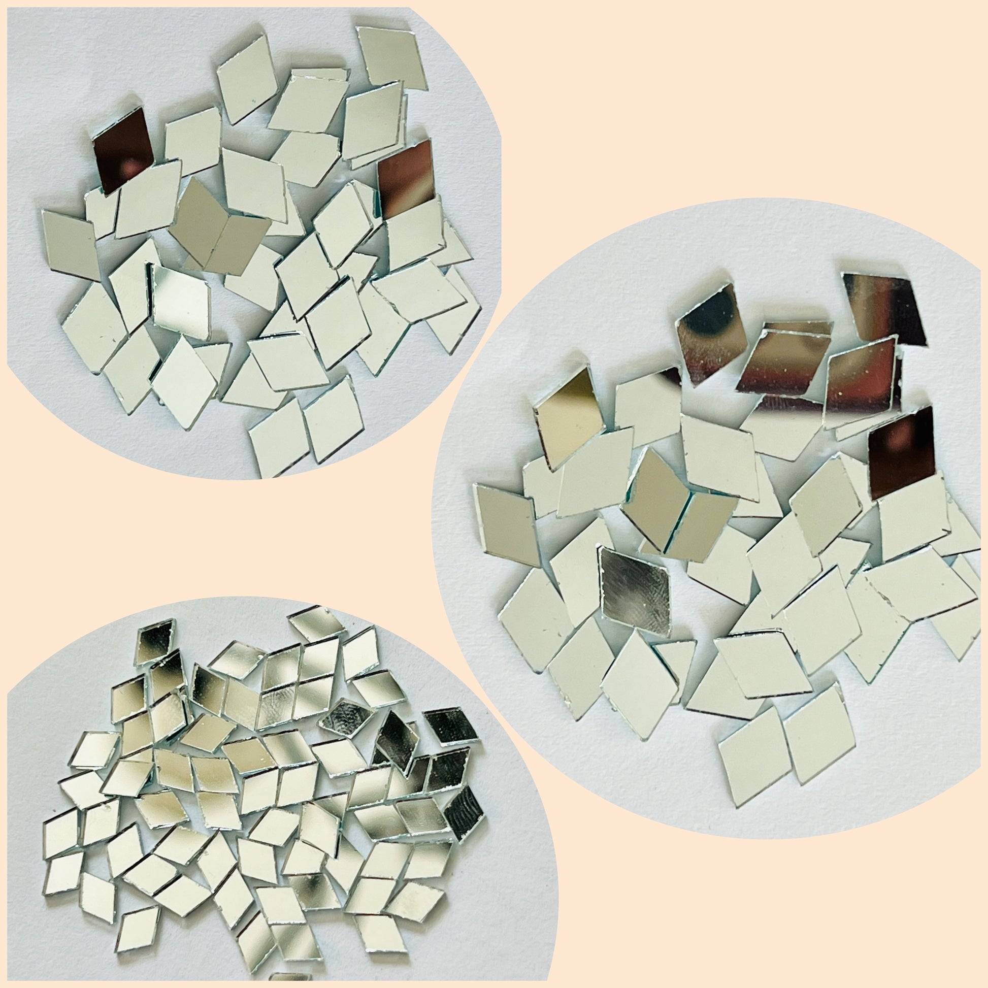 Square Gold Glass Mirror Tiles, Shisha Mirror for Art & Crafts